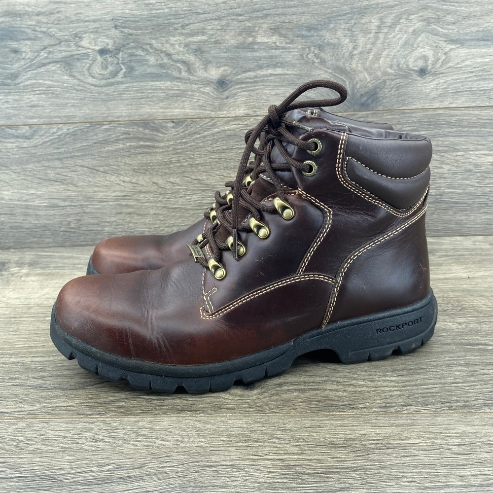 Rockport XCS Hiking Boots Mens 9 Brown Leather Waterproof Hydro-Shield APM7250E